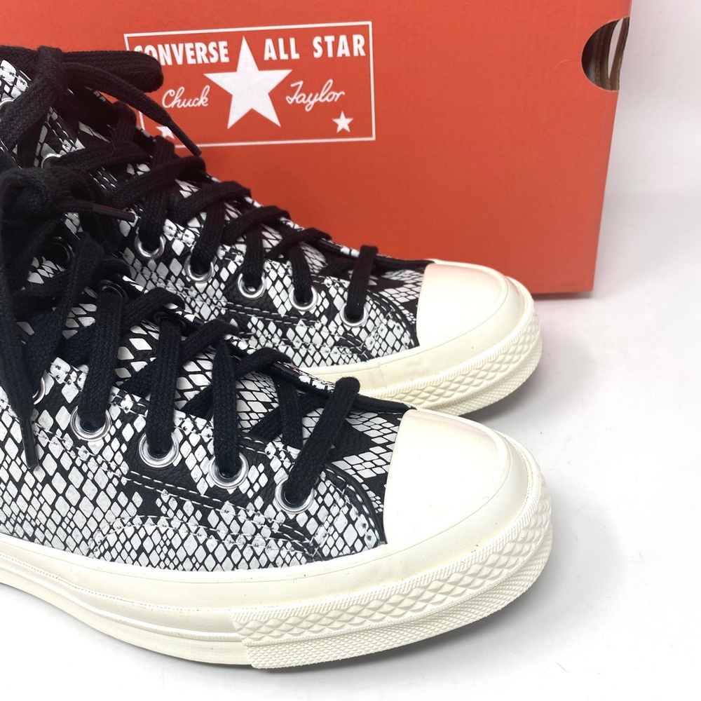 Converse Chuck 70 All Star High Top Egret Black Leather Women Sneakers 570355C - Picture 6 of 8